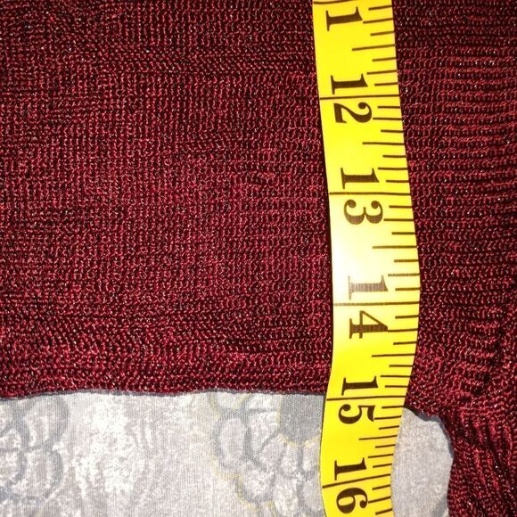 Dave& Johnny 10 Longsleeves Burgundy Sequin Opened Women's Sweater Cardigan - Picture 5 of 8